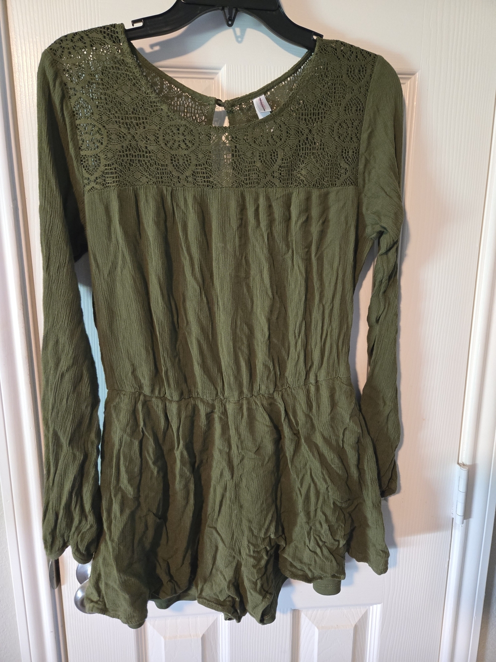 Xhilaration Olive Green Crochet Romper